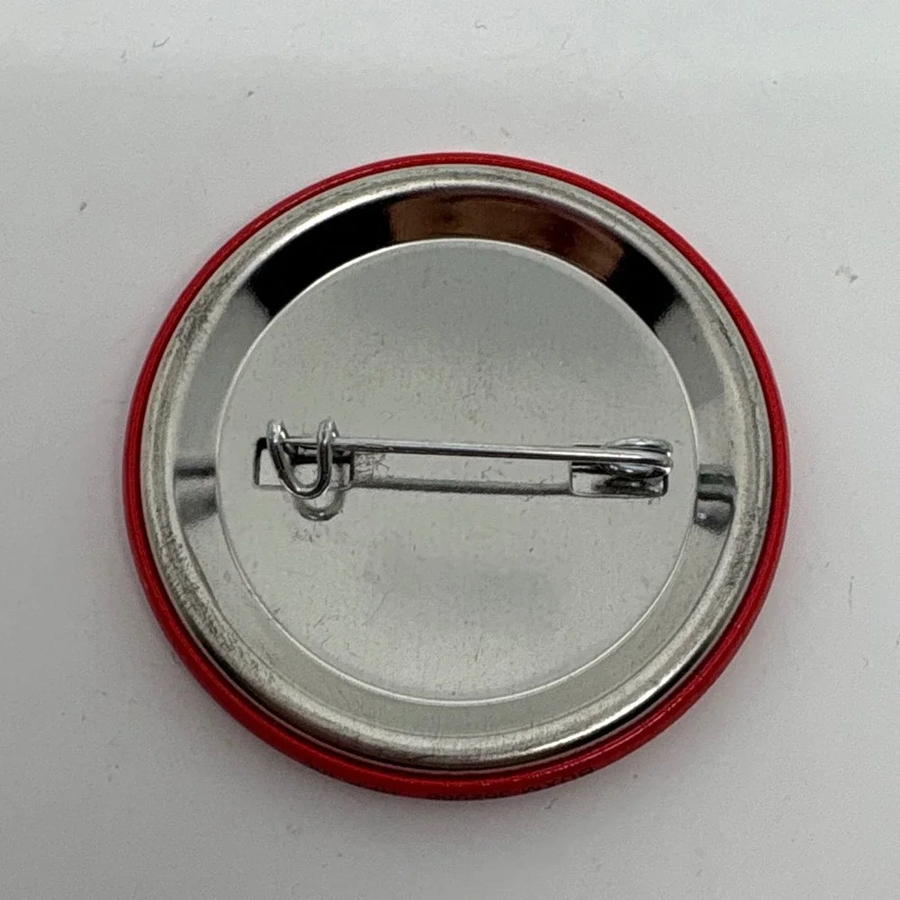 1990s Funny Christmas Button Pin‎ Holiday Party Joke Gag Gift Present Red